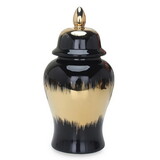 Regal Black Gilded Ginger Jar with Removable Lid B030123481