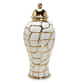 Regal White and Gold Ceramic Decorative Ginger Jar B030123491