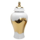 Regal White Gilded Ginger Jar with Removable Lid B030123495