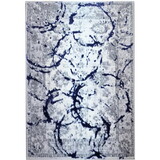 Penina Luxury Area Rug in Gray with Navy Blue Circles Abstract Design B030124873