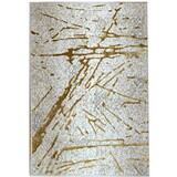 Shifra Luxury Area Rug in Beige and Gray with Gold Abstract Design B030124881