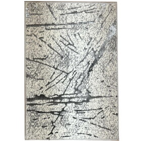 Shifra Luxury Area Rug in Gray with Silver Abstract Design B030124892