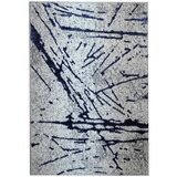 Shifra Luxury Area Rug in Gray with Navy Blue Abstract Design B030124893