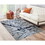 Shifra Luxury Area Rug in Gray with Navy Blue Abstract Design B030124895