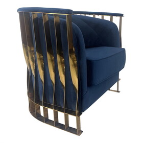 Navy Blue and Gold Sofa Chair B030131447