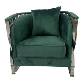 Green and Silver Sofa Chair B030131448