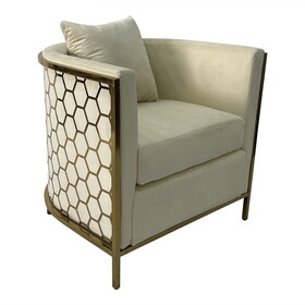Beige and Gold Sofa Chair B030131452