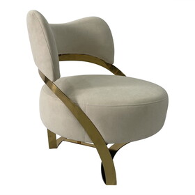 Light Beige and Gold Sofa Chair B030131461