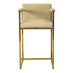Beige and Gold Dining Chair Bar Stool for Kitchen B030131910