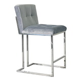 Silver and Gray Dining Chair Bar Stool for Kitchen B030131912