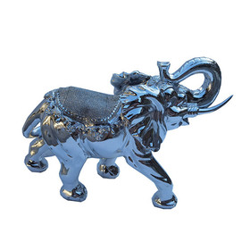 Ambrose Delightfully Extravagant Chrome Plated Elephant with Embedded Crystal Saddle (11.5"L x 5"W x 8.5"H) B03050108