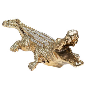 Ambrose Diamond Encrusted Gold Plated Crocodile (25"L x 9"W x 7.5"H) B03050113