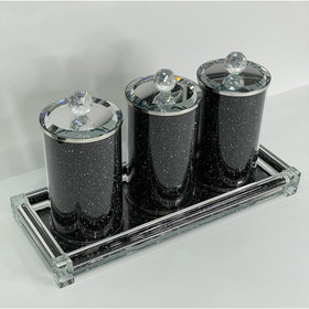 Ambrose Exquisite Three Glass Canister with Tray in Gift Box B03050642