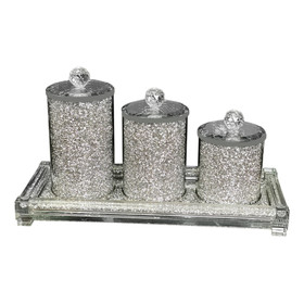Ambrose Exquisite Three Glass Canister with Tray in Gift Box B03050644