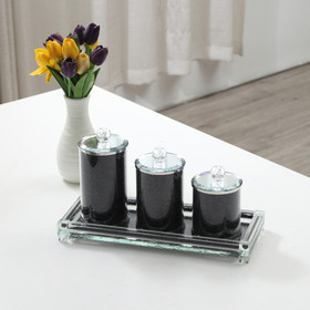 Ambrose Exquisite Three Glass Canister with Tray in Gift Box B03050646