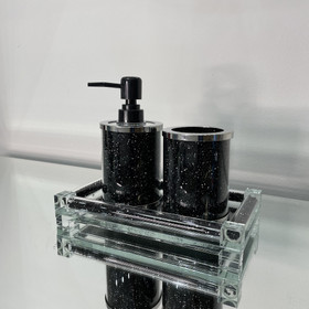 Ambrose Exquisite 3 Piece Soap Dispenser and Toothbrush Holder with Tray B03050684