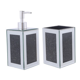 Ambrose Exquisite 2 Piece Square Soap Dispenser and Toothbrush Holder B03050687