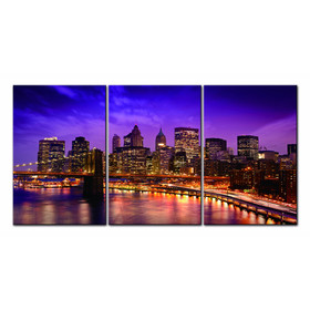 Oppidan Home "New York Skyline" 3 Piece Acrylic Wall Art (36"H x 72"W) B03050831