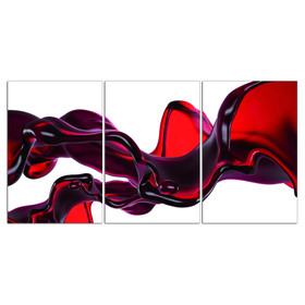 Oppidan Home "Abstrat Liquid in Red" 3 Piece Acrylic Wall Art (36"H x 72"W) B03050832