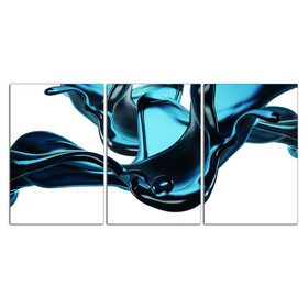 Oppidan Home "Abstract Liquid in Blue" 3 Piece Acrylic Wall Art (36"H x 72"W) B03050833