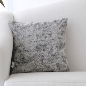 Decorative Light Gray and Gold Chenille Throw Pillow B03063089