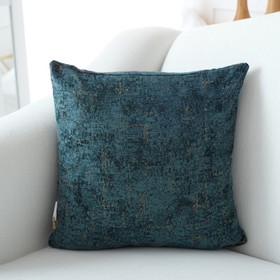 Decorative Denim Blue and Gold Chenille Throw Pillow B03063091