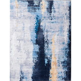 ZARA Collection Abstract Design Gray Blue Yellow Machine Washable Super Soft Area Rug B03068251