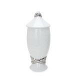 White Ceramic Decorative Jar with Silver Accent and Lid B03082087