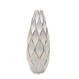 Elegant White Ceramic Vase with Gold Accents - Timeless Home Decor B03082105
