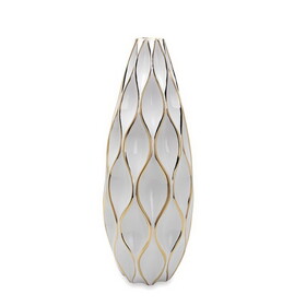 Elegant White Ceramic Vase with Gold Accents - Timeless Home Decor B03082105