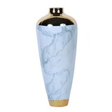 Elegant Celadon Marble Ceramic Vase with Gold Accents - Timeless Home Decor B03084870