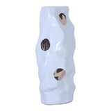 Modern and Elegant White Ceramic Vase with Gold Design B03084881