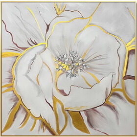 Home Hand Painted "Gilded Petal Perspective" Oil Painting (48"H x 48" W) B030P154518