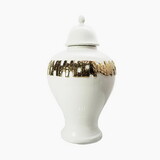 White Ginger Jar with Gold Ornament B030P154548