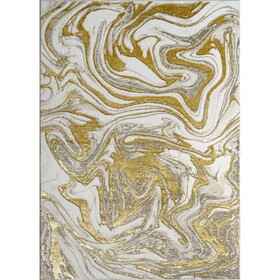 "Paz" Luxury Area Rug in Beige and Gold Abstract Design B030P216139