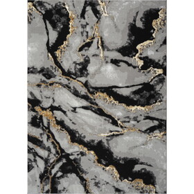 "Tali" Luxury Area Rug in Grey and Black Abstract Design B030P216145