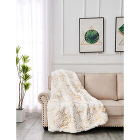 Luxury Chinchilla Faux Fur Gilded White Throw Blanket (60" x 80") B030P233959