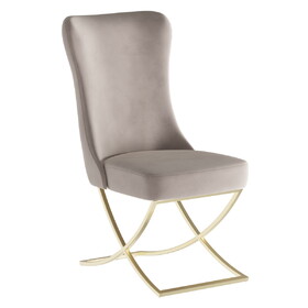 PrimeNest Noblesse Collection Upholstered Gold Legged Dining Chair, Set of 2, Beige B030P286143