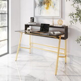 Techni Mobili Home Office Writing Desk with riser, Gold B031P205556