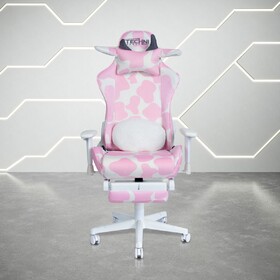 TS87 Pink COW Series Gaming Chair with Footrest B031P369374