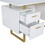 Techni Mobili White and Gold Desk for Office with Drawers & Storage, 51.25 in. W B031S00037