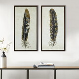 Gilded Feathers Gold Foil 2-piece Canvas Wall Art Set B035100372