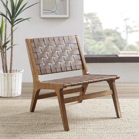 Oslo Faux Leather Woven Accent Chair B035118533