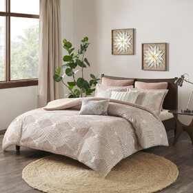 Cotton Jacquard Comforter Set Blush, Cotton