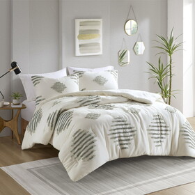 3 Piece Cotton Blend Chenille Comforter Set B035128814