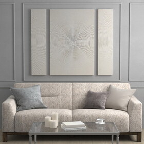 Silver Sand Hand Embellished Abstract 3-piece Canvas Wall Art Set B035129226