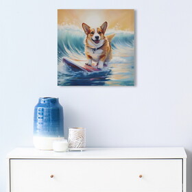 Beach Dogs Corgi Canvas Wall Art B035129228