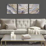 Shimmering Symphony Glitter and Gold Foil Abstract Triptych 3-piece Canvas Wall Art Set B035129253