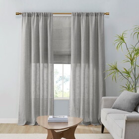 Linen Blend Light Filtering Curtain Panel Pair(2 pcs Window Panels) B035129759