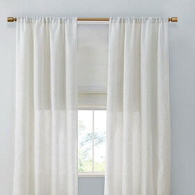 Linen Blend Light Filtering Curtain Panel Pair(2 pcs Window Panels) B035129760